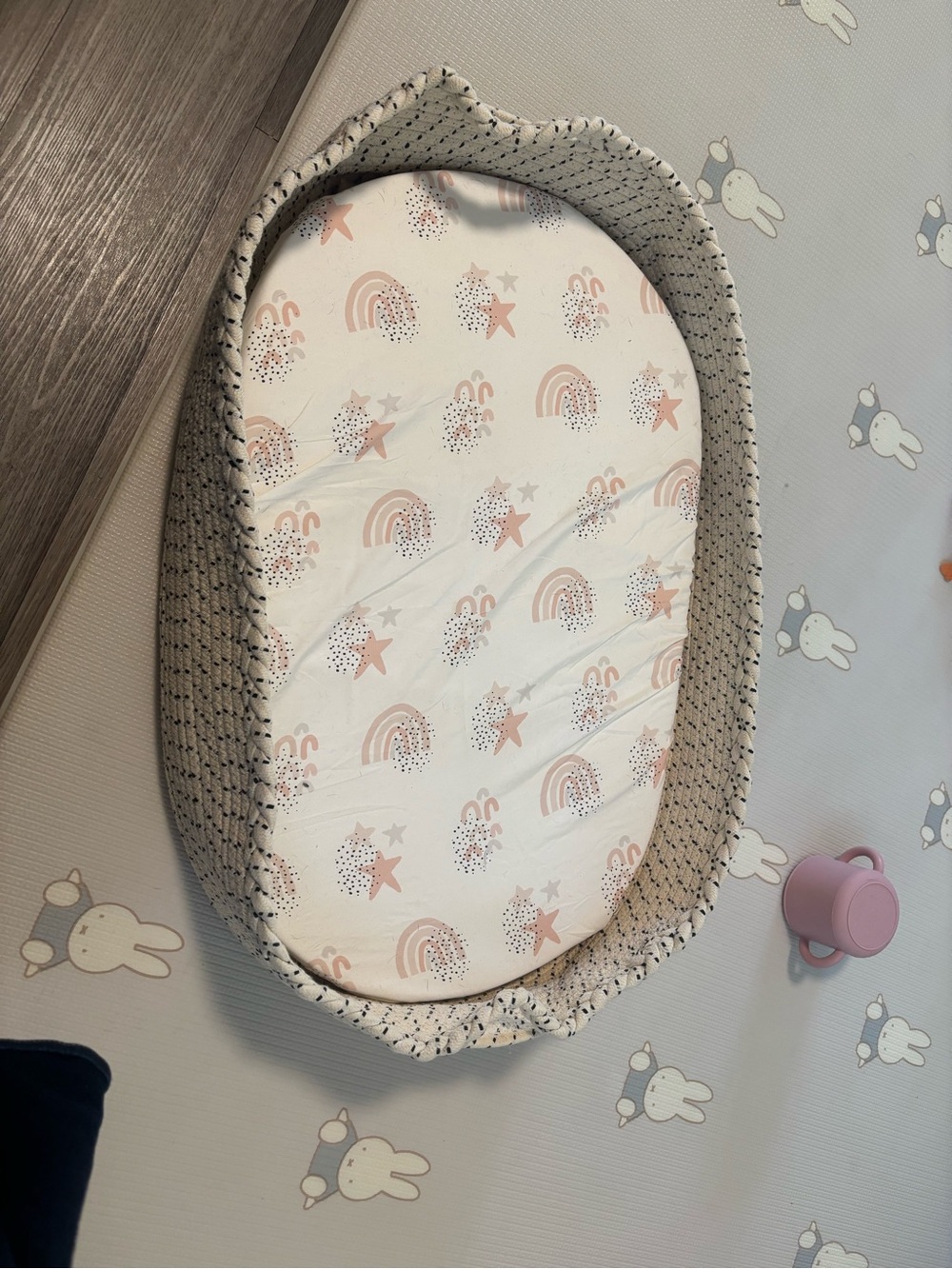 Baby changing pad with Pink Rainbow & Star Mattress with extra sheets
